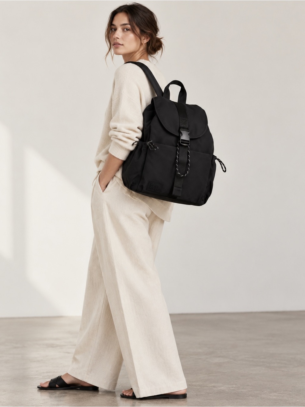 BEIS Sport Drawstring Backpack in Black